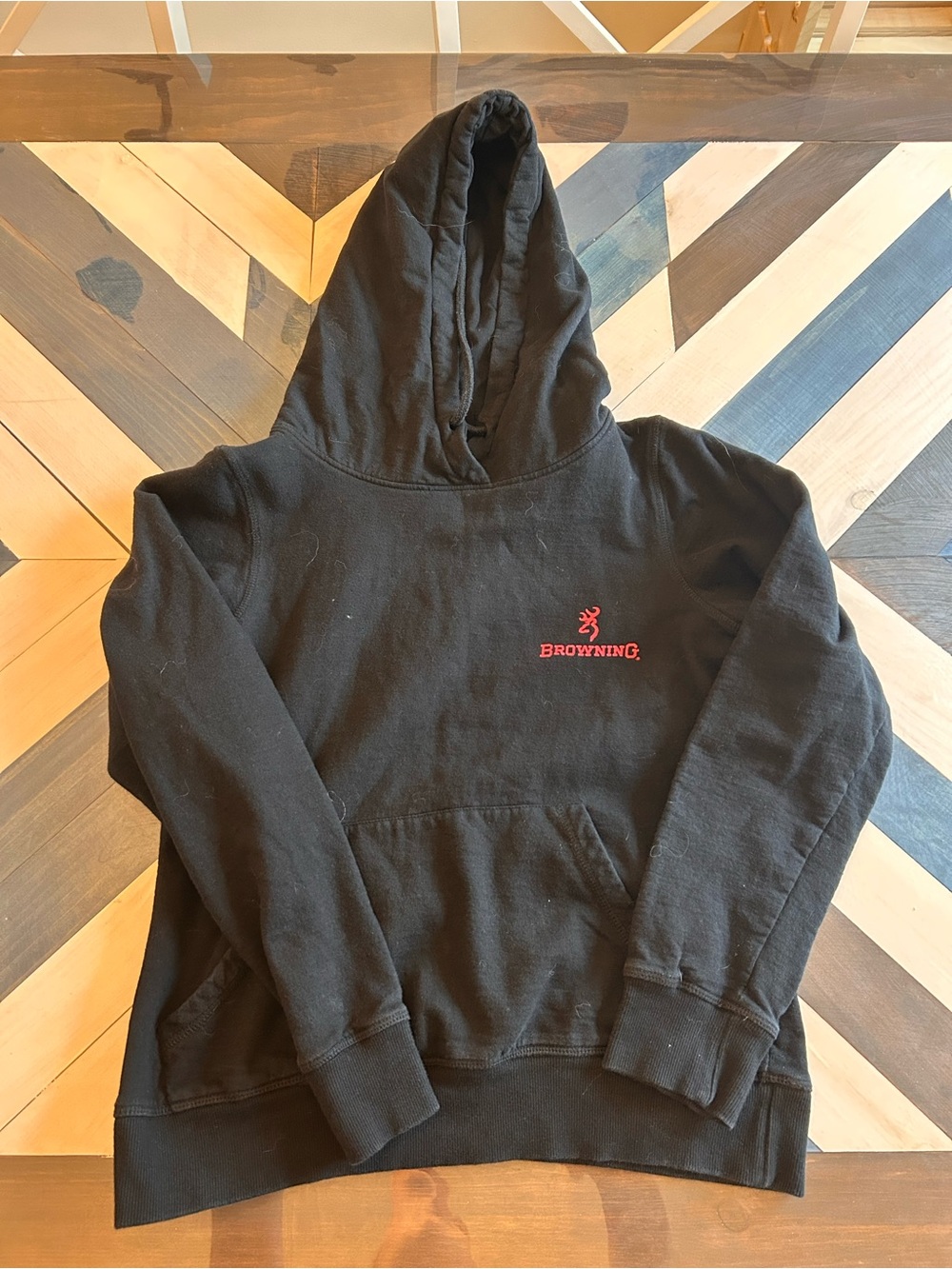Browning Black Crewneck Hoodie with pink logo